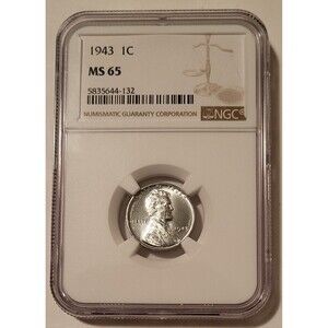 1943 Lincoln Wheat Steel Cent MS65 NGC